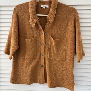 Madewell Textured Knit Cardigan in Tan